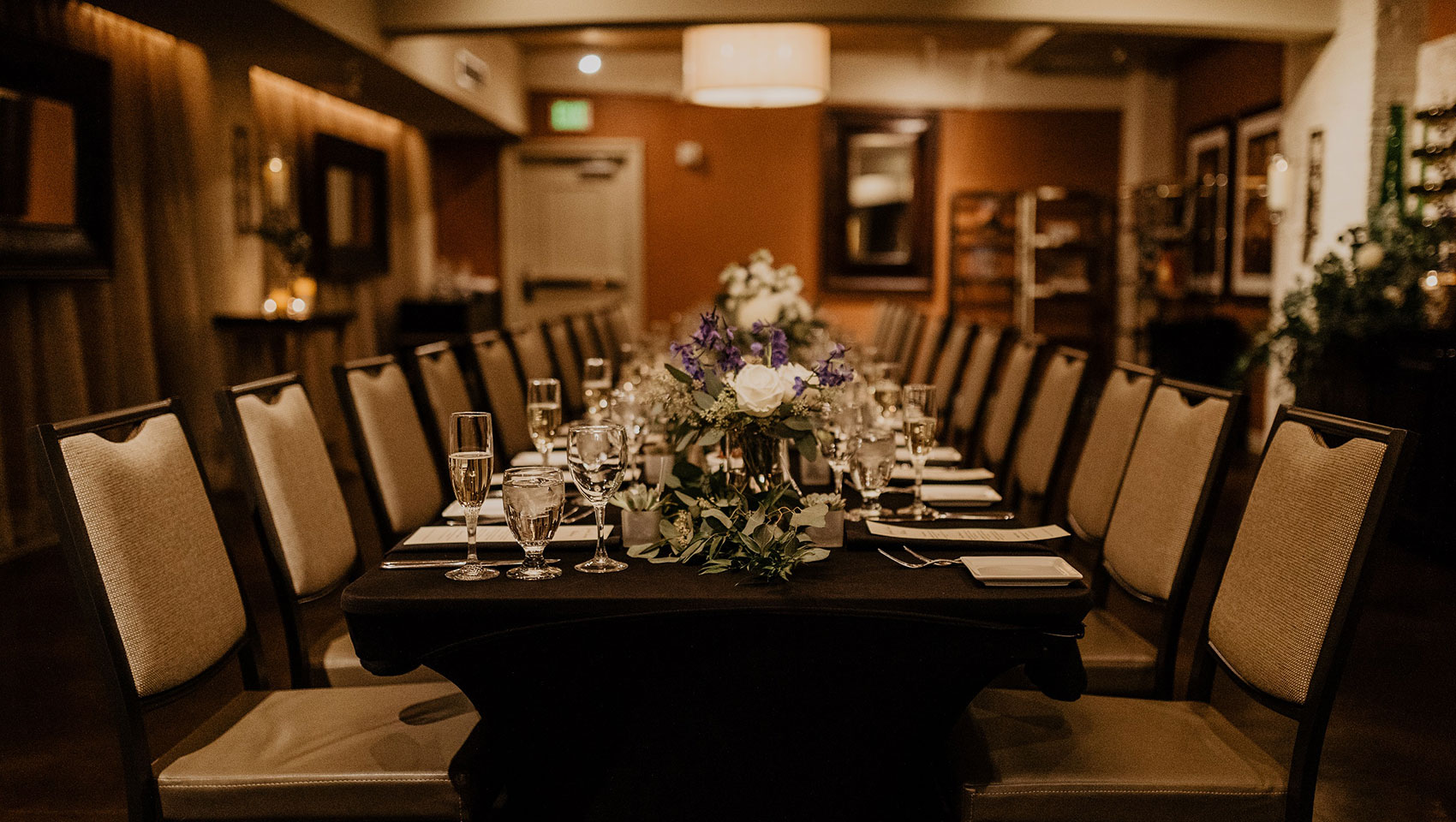 Formal Dinner Set Up in Wine Cellar