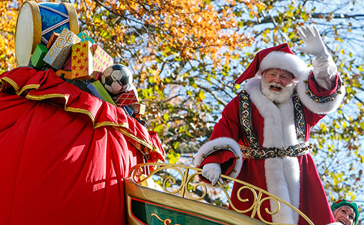 Santa on his sleigh in a parade